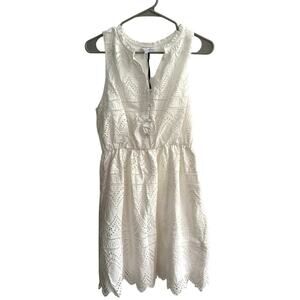 41 Hawthorn White Eyelet Midi Dress Sleeveless Cotton Summer‎ Vacation Dress L